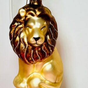 Majestic Gold and Brown Lion Glass Ornament King of the Jungle